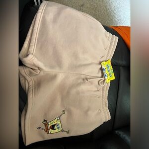 Nickelodeon SpongeBob SquarePants Tan Sweat Shorts Size Large